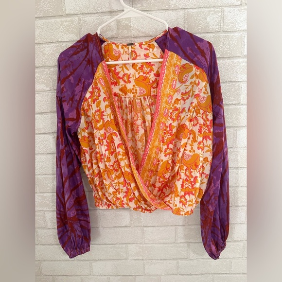Free People Cruisin' Together Printed Top Wildberry Combo XS #1996 - Picture 3 of 7